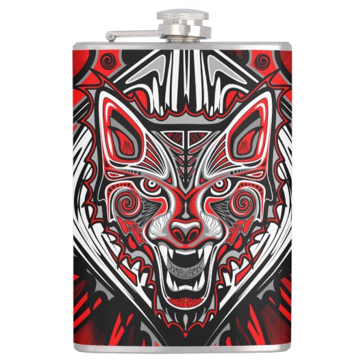 Flasques Conception de totem tribal Haida Loup (Devant)