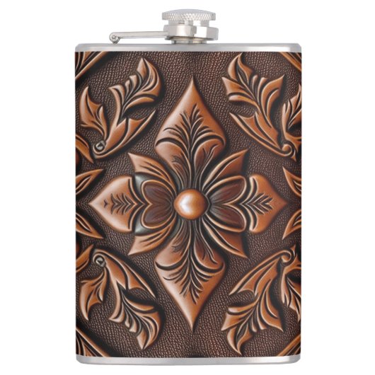 Flasques Conception en cuir tooled faux (Devant)