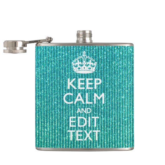 Flasques Conserver le calme du texte personnalisé sur Turqu (Ouvert)