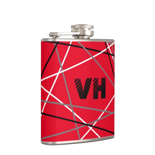 Flasques Cool Abstrait Rouge rayé Nom de la guitare Initial (Droite)