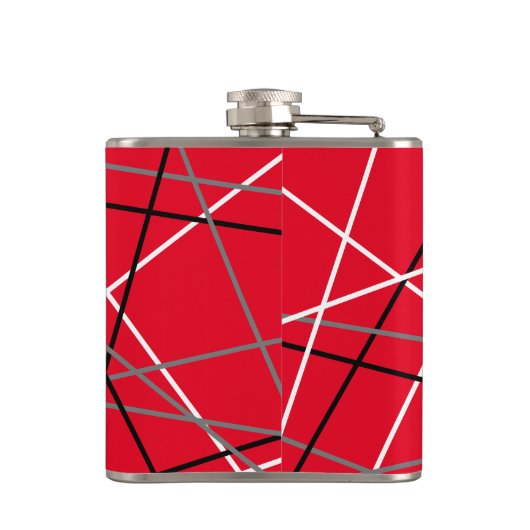 Flasques Cool Abstrait Rouge rayé Nom de la guitare Initial (Dos)