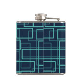 Flasques Cool Blue Geometric Grid Pattern Monogrammed Flask (Dos)
