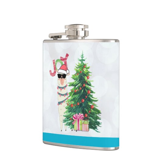 Flasques Cool Llama sur Silver Bokeh & Icy Blue Christmas (Gauche)