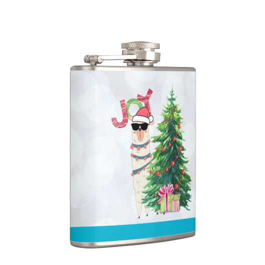 Flasques Cool Llama sur Silver Bokeh & Icy Blue Christmas (Droite)