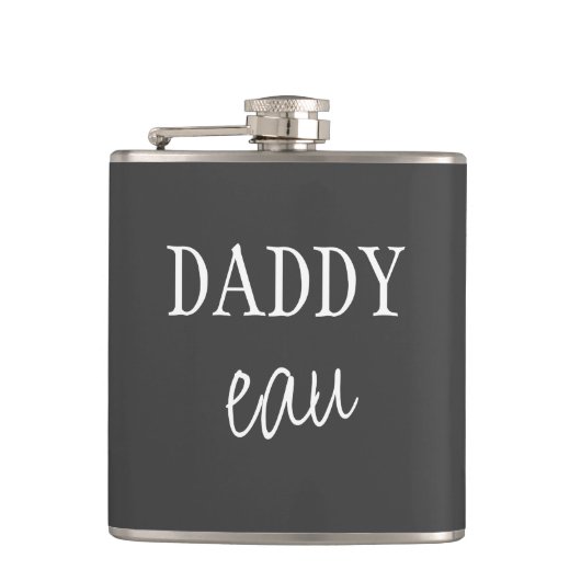 Flasques Cool Moderne "Daddy eau" Cheeky Pun Papa Joke Blac (Devant)