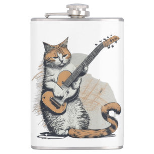 Flasques Cool Orange Chat Jamming sur la guitare