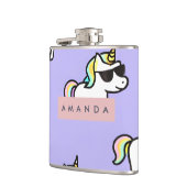 Flasques Cool personnalisé Rainbow Unicorn Motif (Gauche)