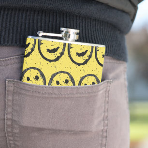 Flasques Cool Sardé Joyeux visage souriant motif jaune