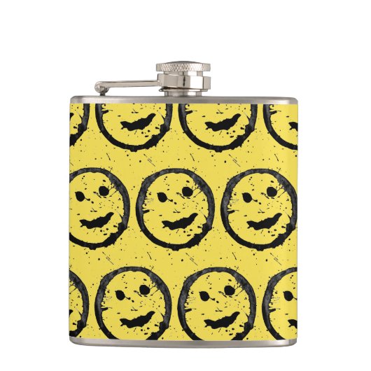 Flasques Cool Sardé Joyeux visage souriant motif jaune (Devant)