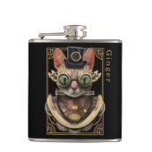 Flasques Cool Steampunk Orange Tabby Chat avec nom (Devant)