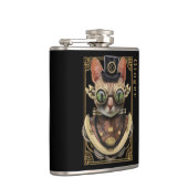 Flasques Cool Steampunk Orange Tabby Chat avec nom (Droite)