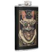 Flasques Cool Steampunk Orange Tabby Chat avec nom (Droite)
