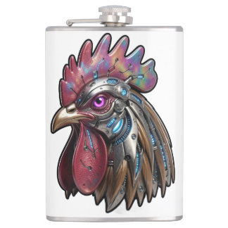 Flasques Coq Cyberpunk Art mécanique iridescent