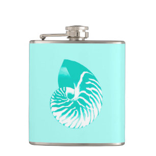 Flasques Coquille de Nautilus - turquoise, aqua et blanc