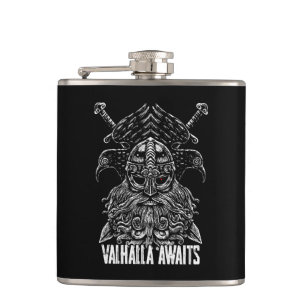 Flasques Corbeaux d'Odin Mythologie Viking Valhalla attend