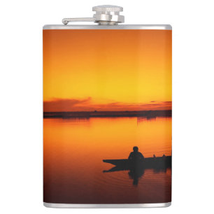 Flasques Coucher de soleil, bateau d'aviron Silhouette-1649