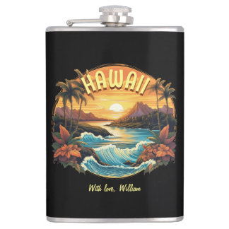 Flasques Coucher de soleil d'art vintage à Hawaii Beach Mou