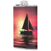 Flasques Coucher de soleil, Mer, Bateau à voile (Gauche)