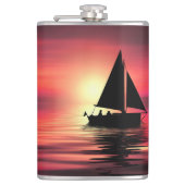 Flasques Coucher de soleil, Mer, Bateau à voile (Devant)
