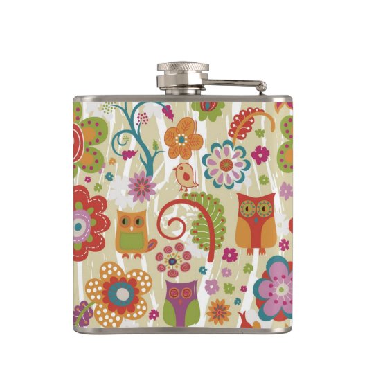 Flasques Couleur florale et hibou (Dos)