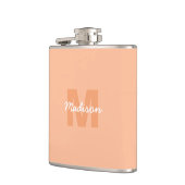 Flasques Couleur pêche pastel cool avec nom de monogramme p (Gauche)