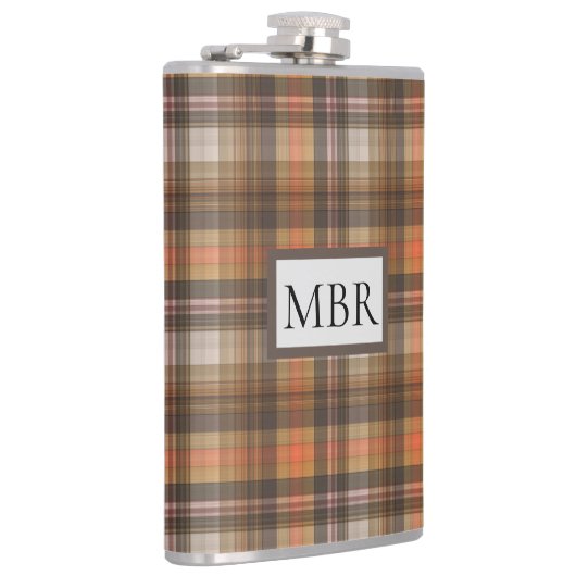 Flasques Couleurs d'automne Plaid Ajouter un monogramme (Droite)
