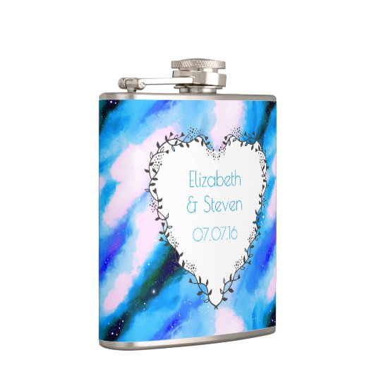 Flasques Couronne En Forme De Coeur Sur Bleu Abstrait Maria (Droite)