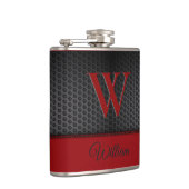 Flasques Coutume Noir Rouge Faux Cuir Monogramme Initiale (Droite)