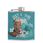 Flasques Cowgirl citation turquoise cuir cowboy bottes chap (Devant)