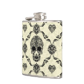 Flasques Crâne à sucre Floral Noir Et Beige (Gauche)