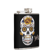 Flasques Crâne à sucre rose jaune sur noir (Droite)