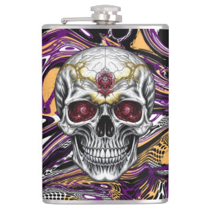 Flasques Crâne de sucre violet et noir Halloween