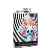 Flasques Crâne floral d'aquarelle avec des rayures (Droite)