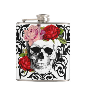 Flasques crâne floral mignon