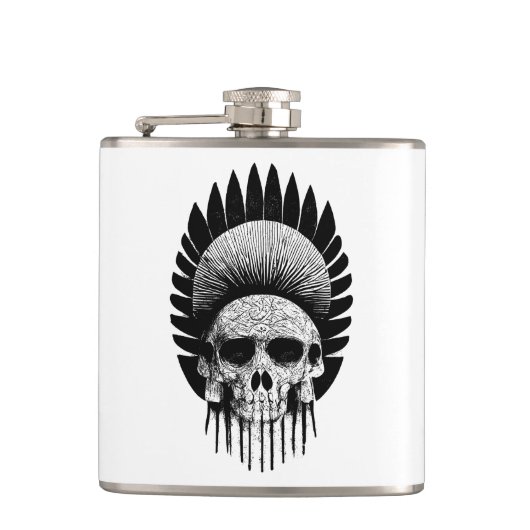 Flasques Crâne indien noir et blanc (Devant)