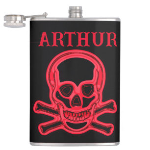 Flasques crâne rouge, personnalisé.