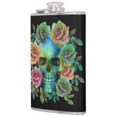 FLASQUES CRÂNE VERT DE LA MORT AVEC FLEURS (Gauche)