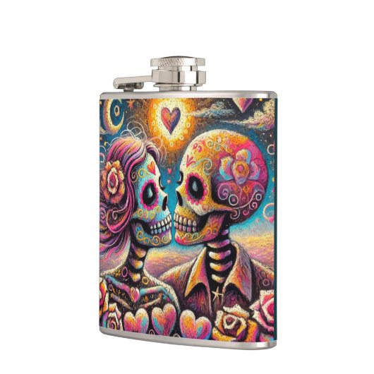 Flasques Crânes de sucre en amour Chalk Impressionniste Pas (Gauche)