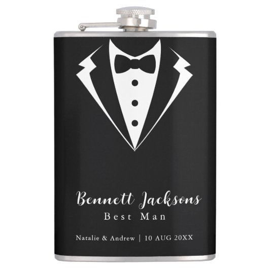 Flasques Cravate Black Tuxedo Meilleur Mariage (Devant)