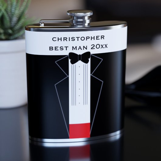 Flasques Cravate noir Bow Tuxedo Meilleur homme Groomsmen F