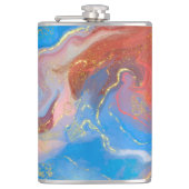 Flasques Crimson, Blush, Blue and Gold Marbled Alcohol Ink (Devant)