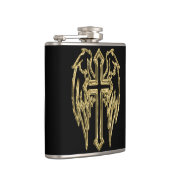 Flasques Croix catholique d'or avec des ailes (Droite)