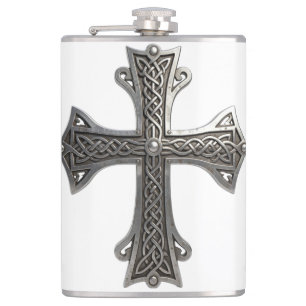 Flasques Croix celtique en argent ornée avec motif de nœud