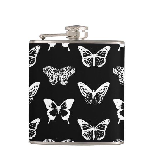 Flasques Croquis papillon, blanc et noir (Devant)