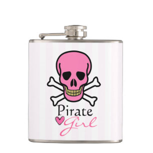 Flasques Crossbones crâne rose Pirate Girl