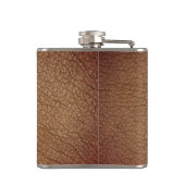 Flasques Cuir brun rustique noir or chic monogramme nom (Dos)