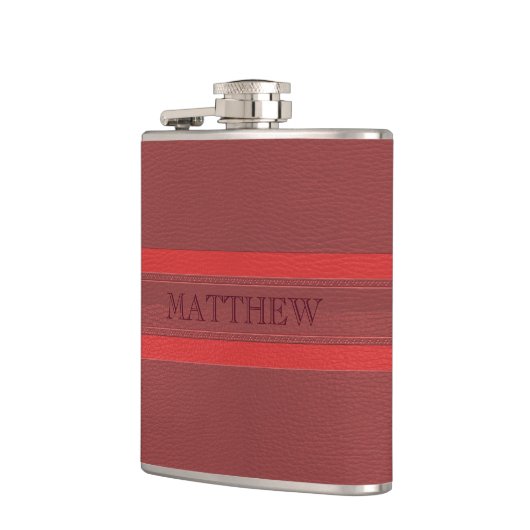 Flasques Cuir rouge monogramme (Gauche)