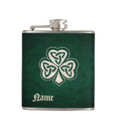 Flasques Cuir shamrock porte-bonheur classique personnalisé (Devant)