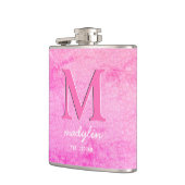 Flasques Cuir synthétique rose girly Monogramme Nom (Gauche)