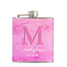 Cuir synthétique rose girly Monogramme Nom